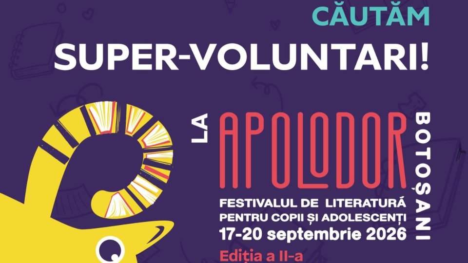 Festivalul APOLODOR dă startul înscrierilor pentru voluntari. Pasionații de literatură sunt așteptați la Botoșani