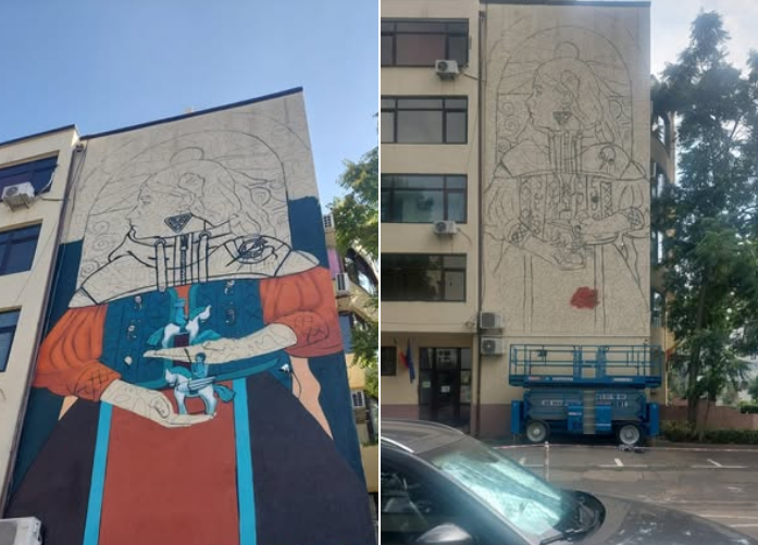 Folclorul românesc și cel irlandez se întâlnesc pe un nou mural urban în cartierul Aviației | FOTO