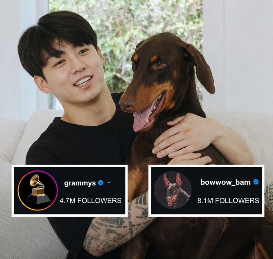 Fenomenul BTS: Câinele lui Jungkook a depășit pagina oficială a Premiilor Grammy pe Instagram