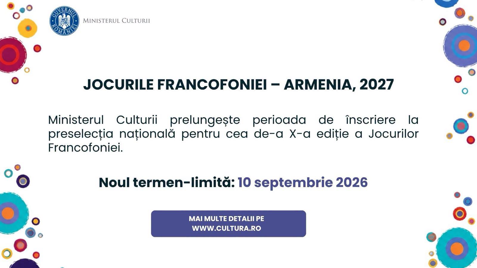Oportunitate majoră pentru tinerii artiști: S-a prelungit termenul de înscriere la Jocurile Francofoniei – Armenia 2027