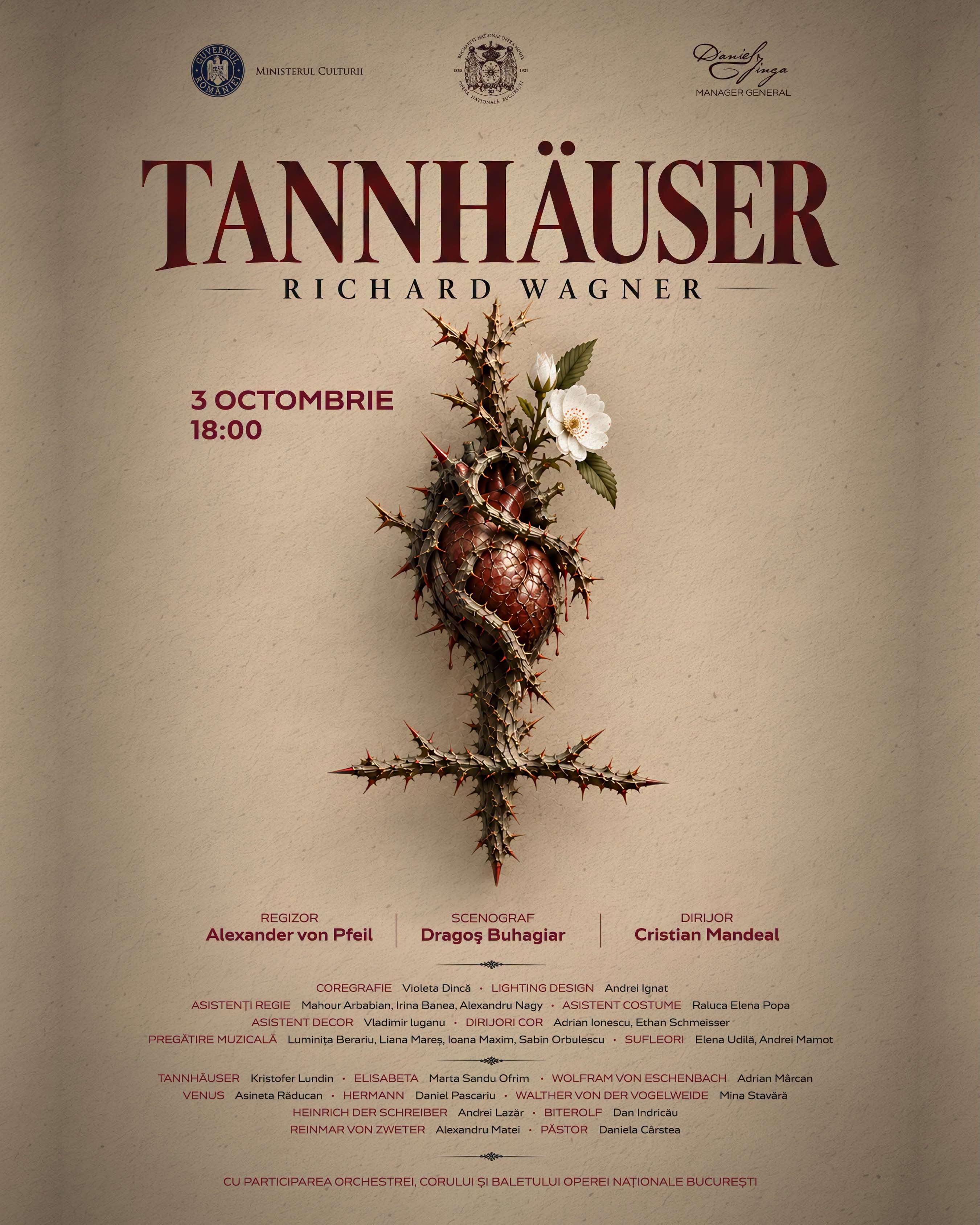 Opera Națională București deschide stagiunea cu „Tannhäuser”, dirijat de Cristian Mandeal: prima montare scenică din 1970