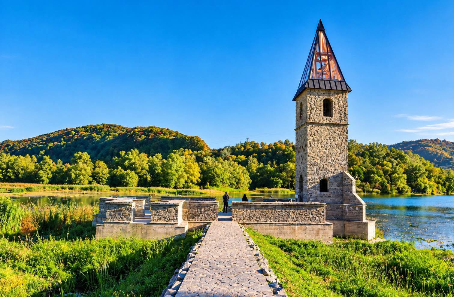 Lacul Bezid păstrează memoria satului scufundat: Biserica Solidarității și Parcul Memorial, promovate de Visit Mureș