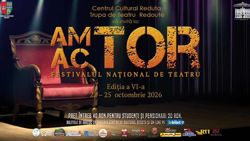 Festivalul de teatru AM-ACTOR revine la Brașov: patru zile de spectacole la Centrul Cultural Reduta, între 22 și 25 octombrie